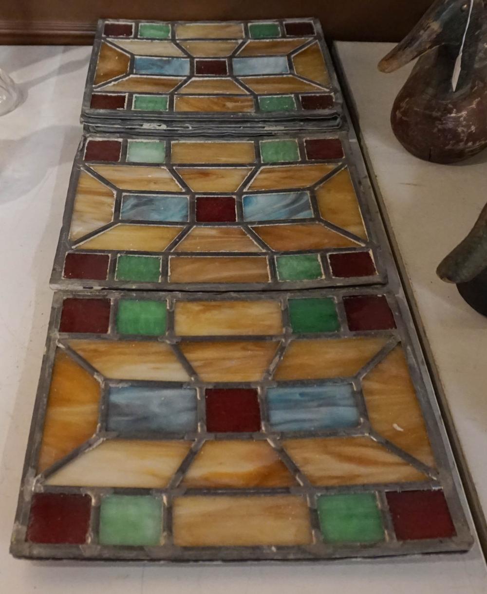 SIX LEADED ART GLASS PANELS 12 X 10