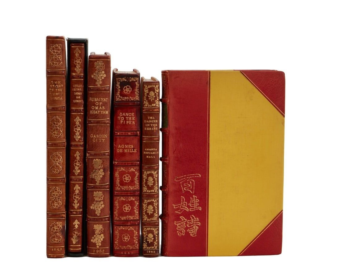 SIX LEATHER BOUND BOOKS TO MITZI