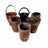 SIX LEATHER FIRE BUCKETS 19TH/