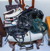 SIX LEATHER HANDBAGS, A WALLET