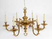 SIX-LIGHT BRASS CHANDELIERSix-