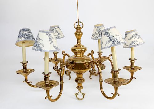 SIX-LIGHT BRASS CHANDELIERSix-Light