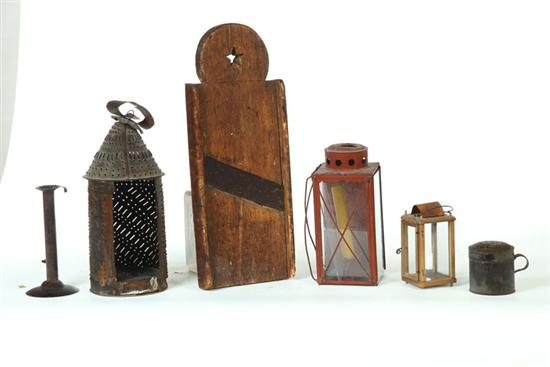SIX  LIGHTING AND KITCHEN ITEMS. 