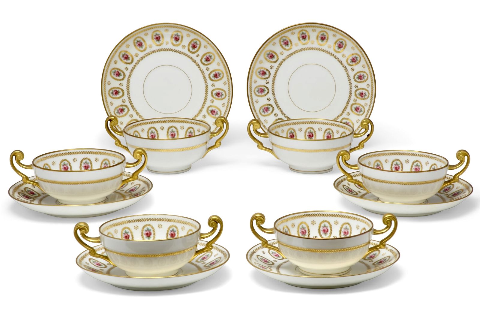 SIX LIMOGES PORCELAIN CREAM SOUP