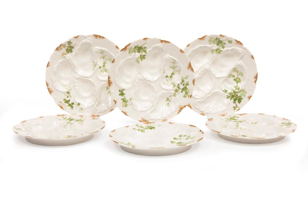 SIX LIMOGES PORCELAIN OYSTER