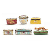 SIX LIMOGES PORCELAIN PILL BOX