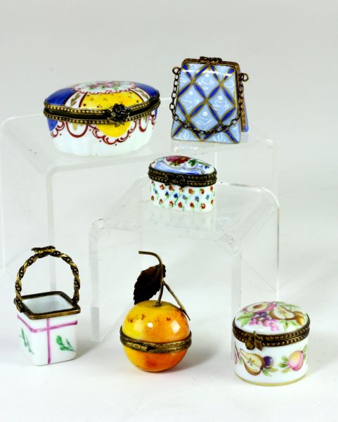Six Limoges Porcelain Pill