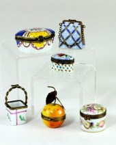 Six Limoges Porcelain Pill Box