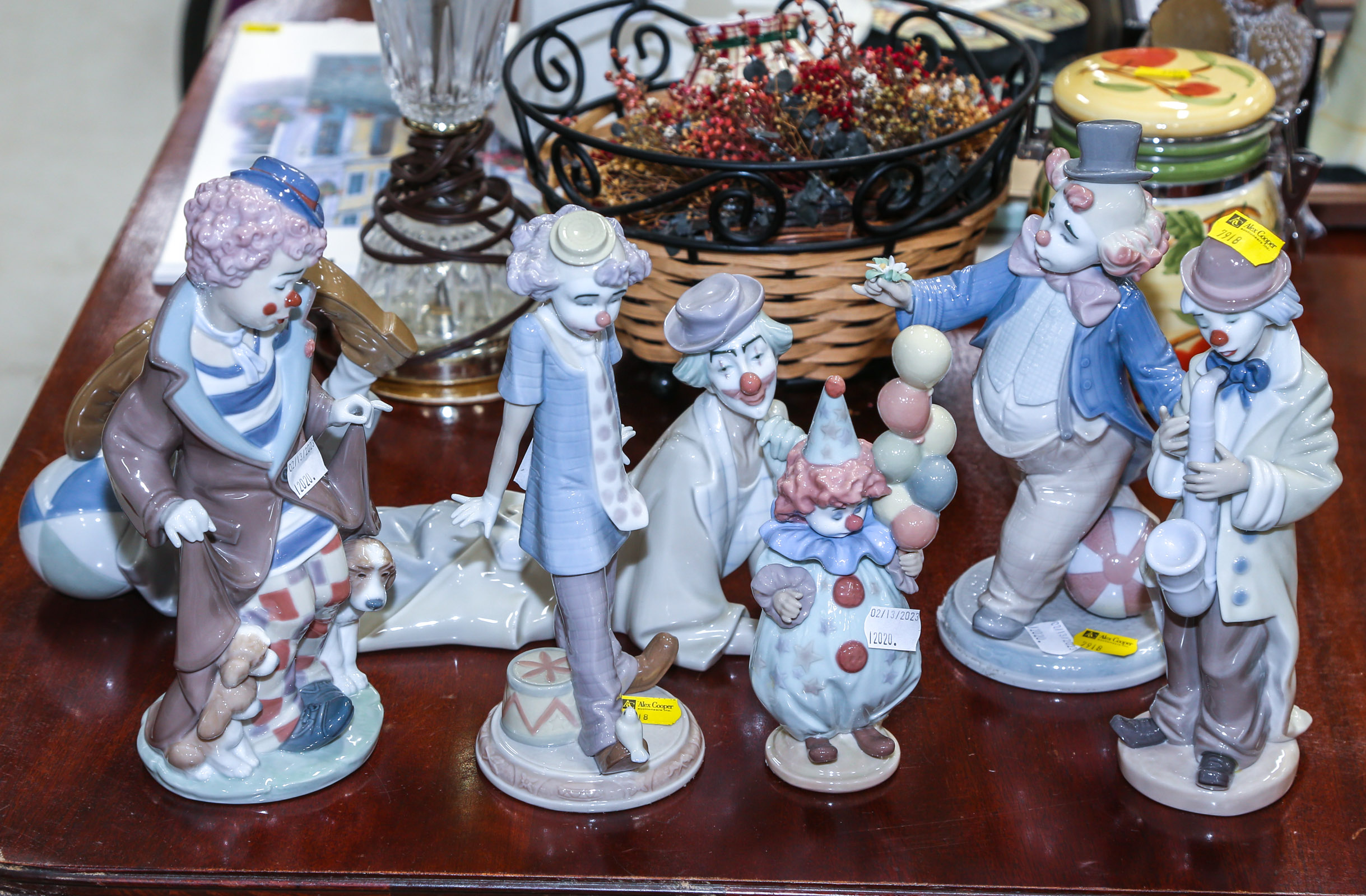 SIX LLADRO PAINTED PORCELAIN