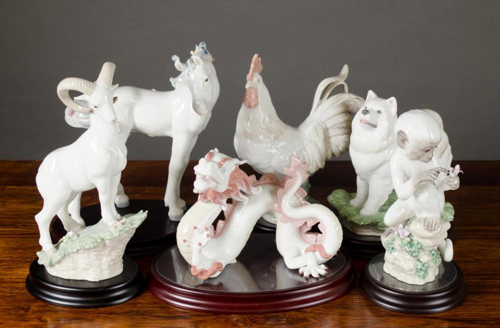 SIX LLADRO PORCELAIN CHINESE ZODIAC