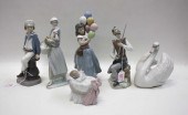 SIX LLADRO PORCELAIN FIGURINES