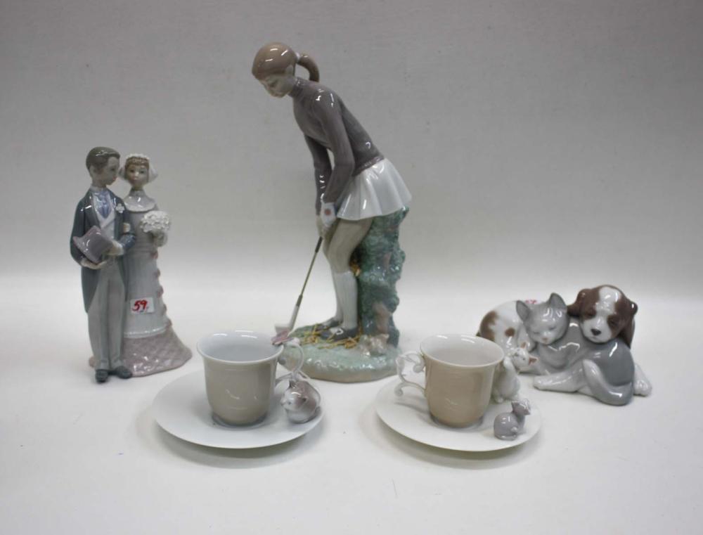 SIX LLADRO PORCELAIN FIGURINES: