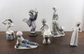 SIX LLADRO PORCELAIN FIGURINES