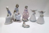 SIX LLADRO PORCELAIN SCULPTURE