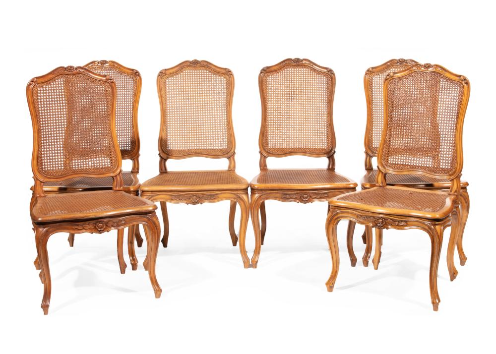 SIX LOUIS XV-STYLE CARVED OAK