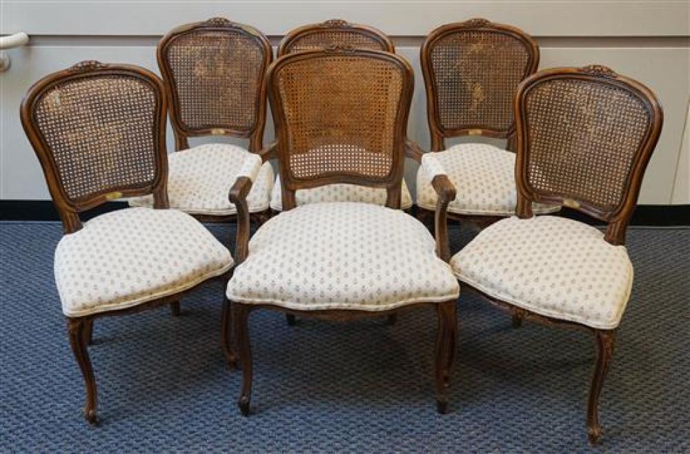 SIX LOUIS XV STYLE FRUITWOOD CANE
