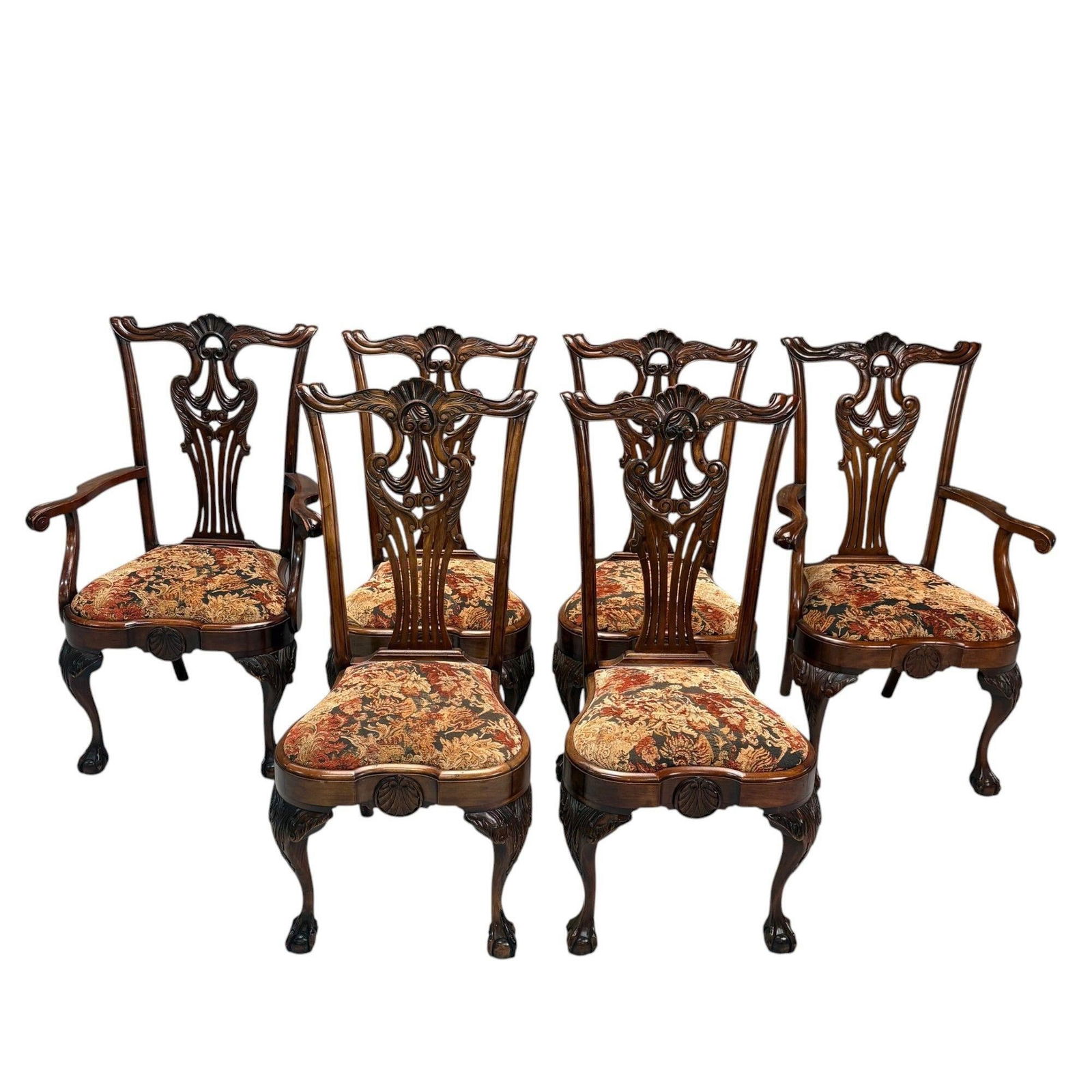 SIX MAHOGANY CHIPPENDALE DINING