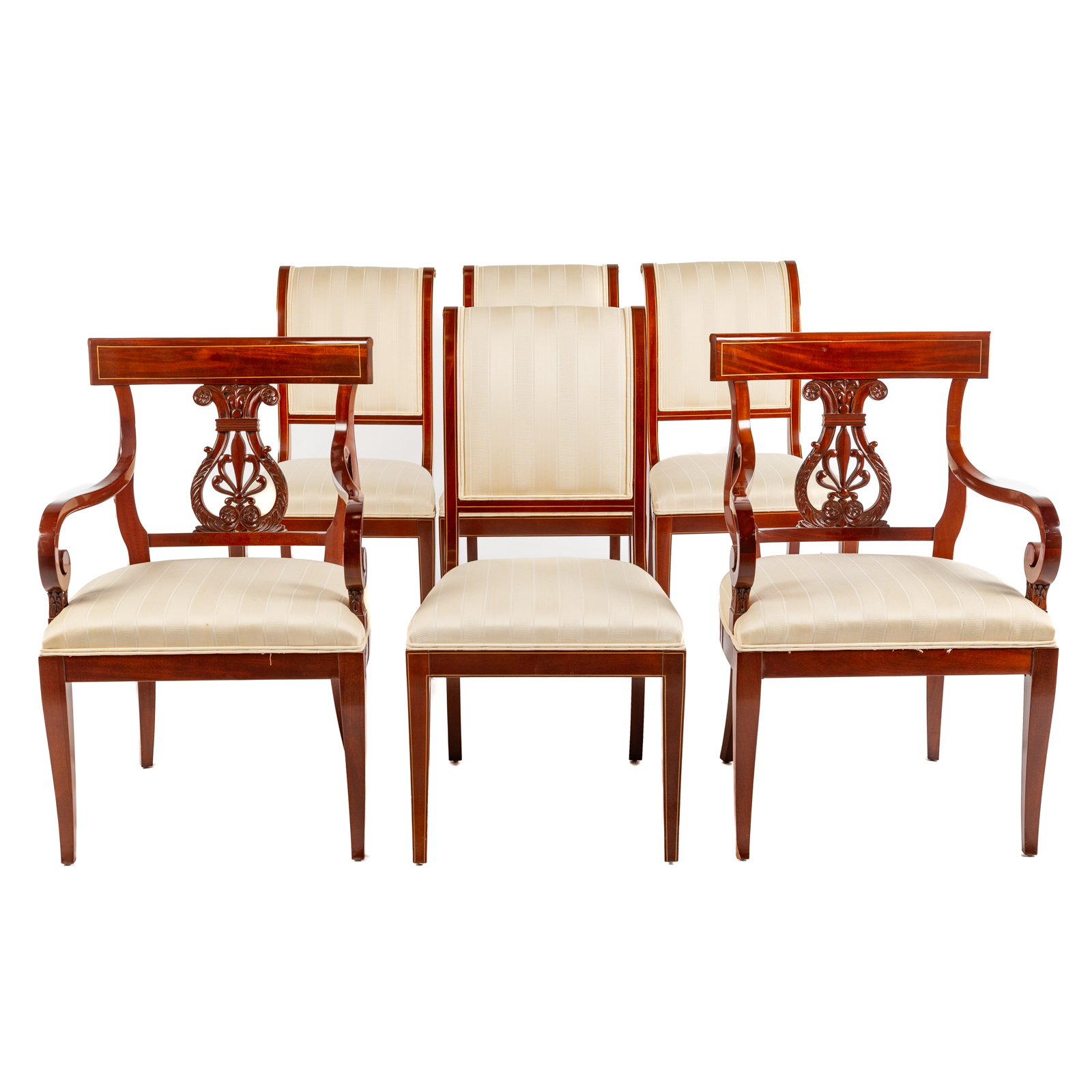 SIX MAHOGANY KINDEL INLAID DINING