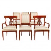 SIX MAHOGANY KINDEL INLAID DIN