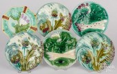 SIX MAJOLICA ASPARAGUS PLATESS