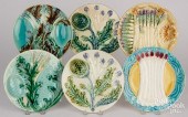 SIX MAJOLICA ASPARAGUS PLATESS