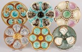 SIX MAJOLICA OYSTER PLATESSix
