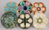 SIX MAJOLICA OYSTER PLATESSix