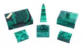 SIX MALACHITE DESK PIECES, 20T