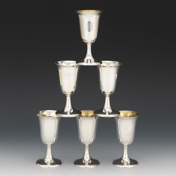 SIX MANCHESTER STERLING SILVER SHOT