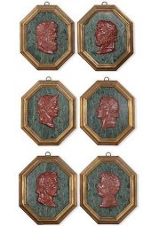 SIX MARBLE & FAUX PORPHYRY PAN
