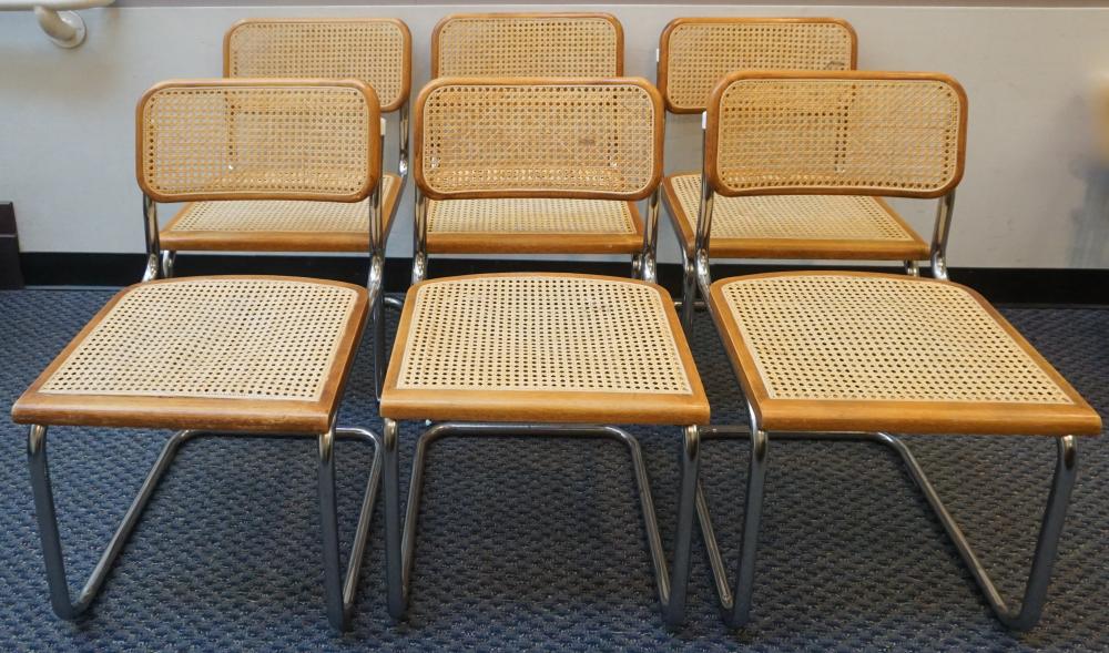 SIX MARCEL BREUER STYLE CANE AND