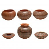 SIX MATA ORTIZ PUEBLO RED POTS