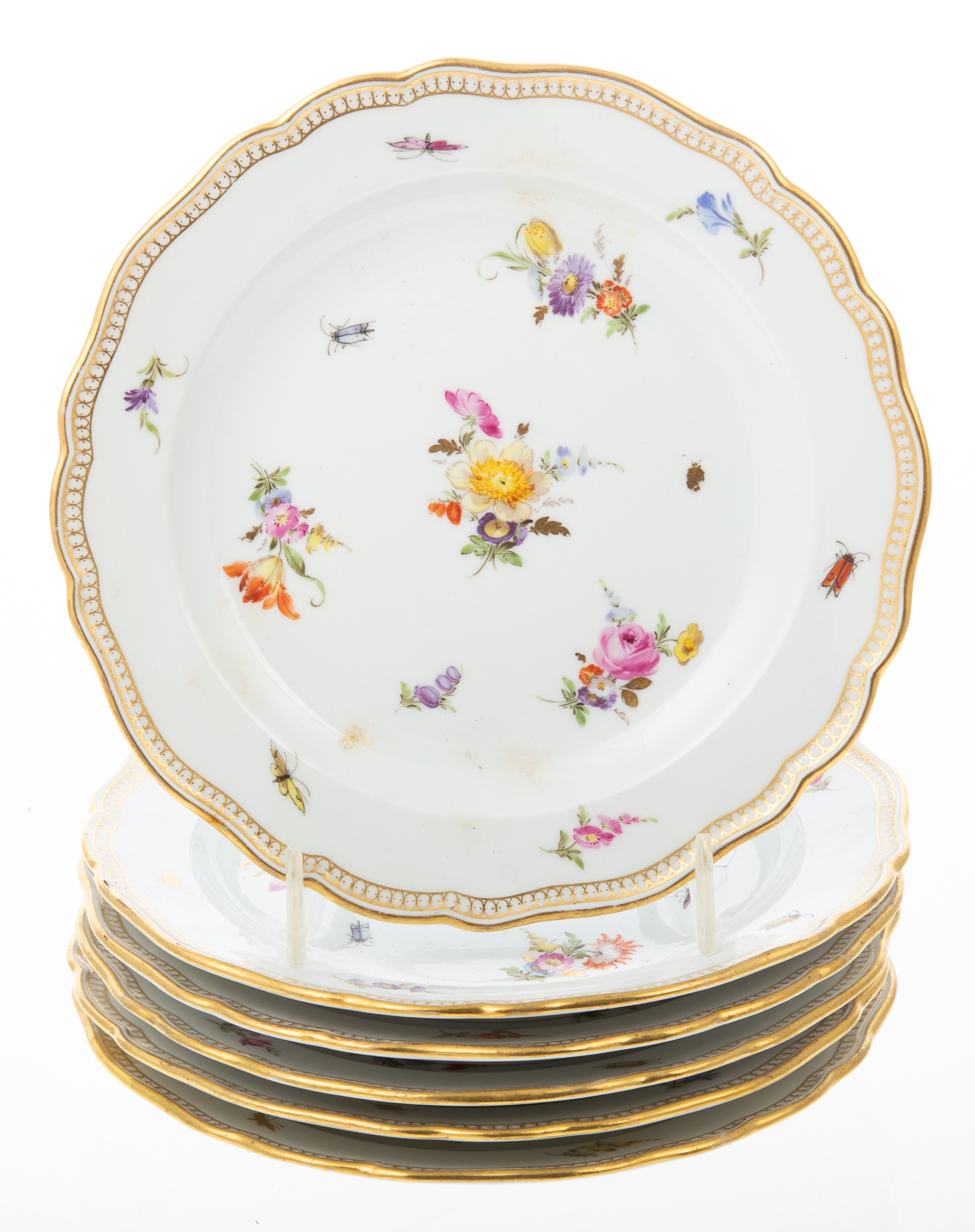 SIX MEISSEN PORCELAIN DESSERT