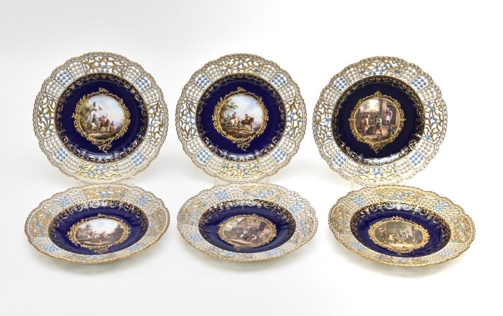 Six Meissen reticulated service