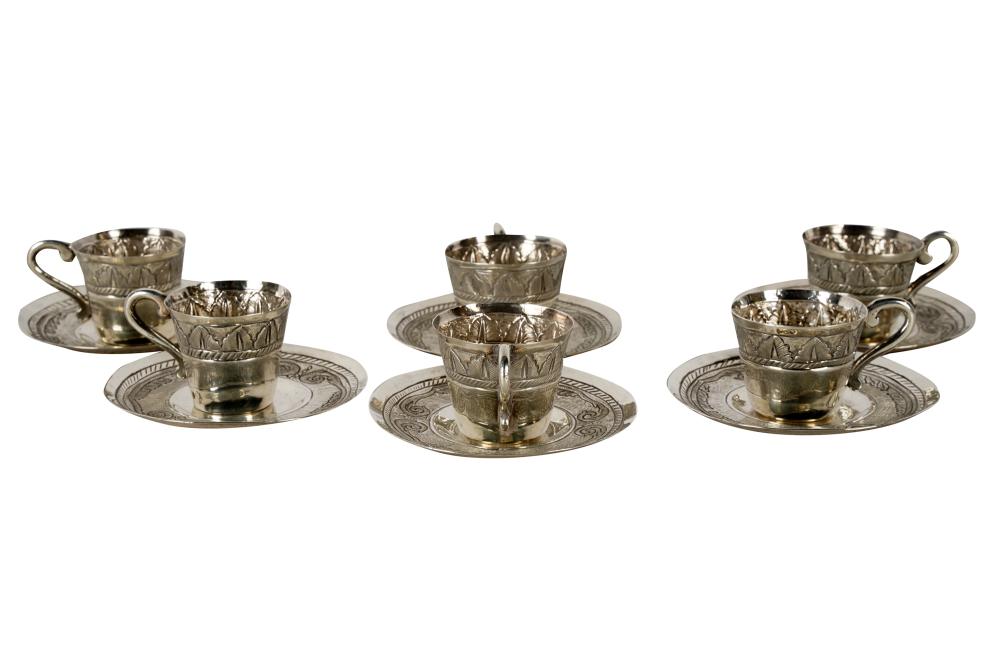 SIX MEXICAN STERLING DEMITASSE CUPS