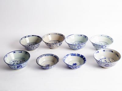 Six Ming style blue and white