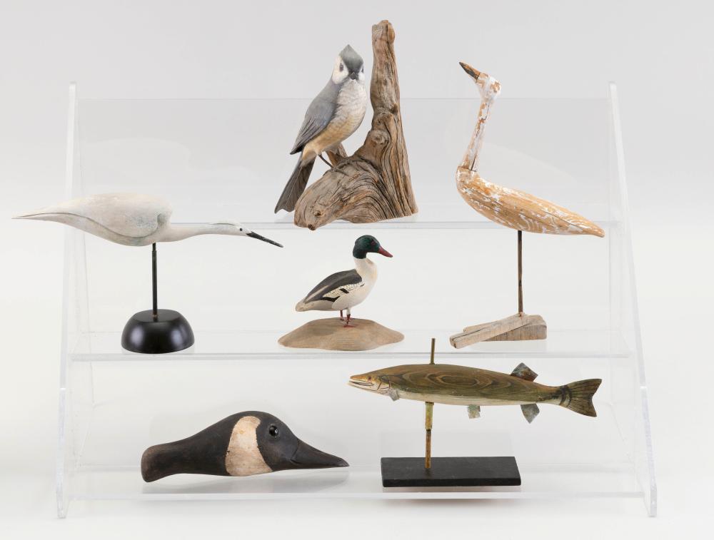 SIX MINIATURE BIRD CARVINGS 21ST