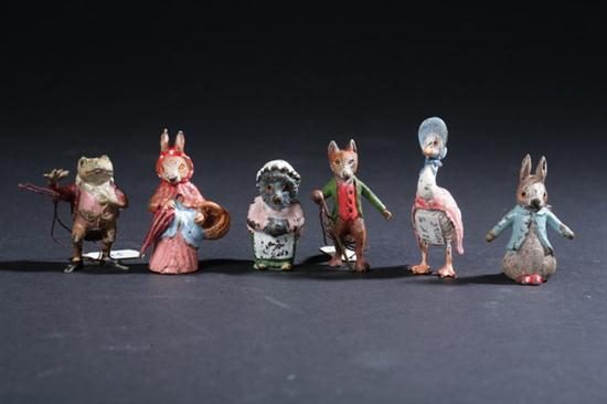 SIX MINIATURE COLD-PAINTED BRONZE