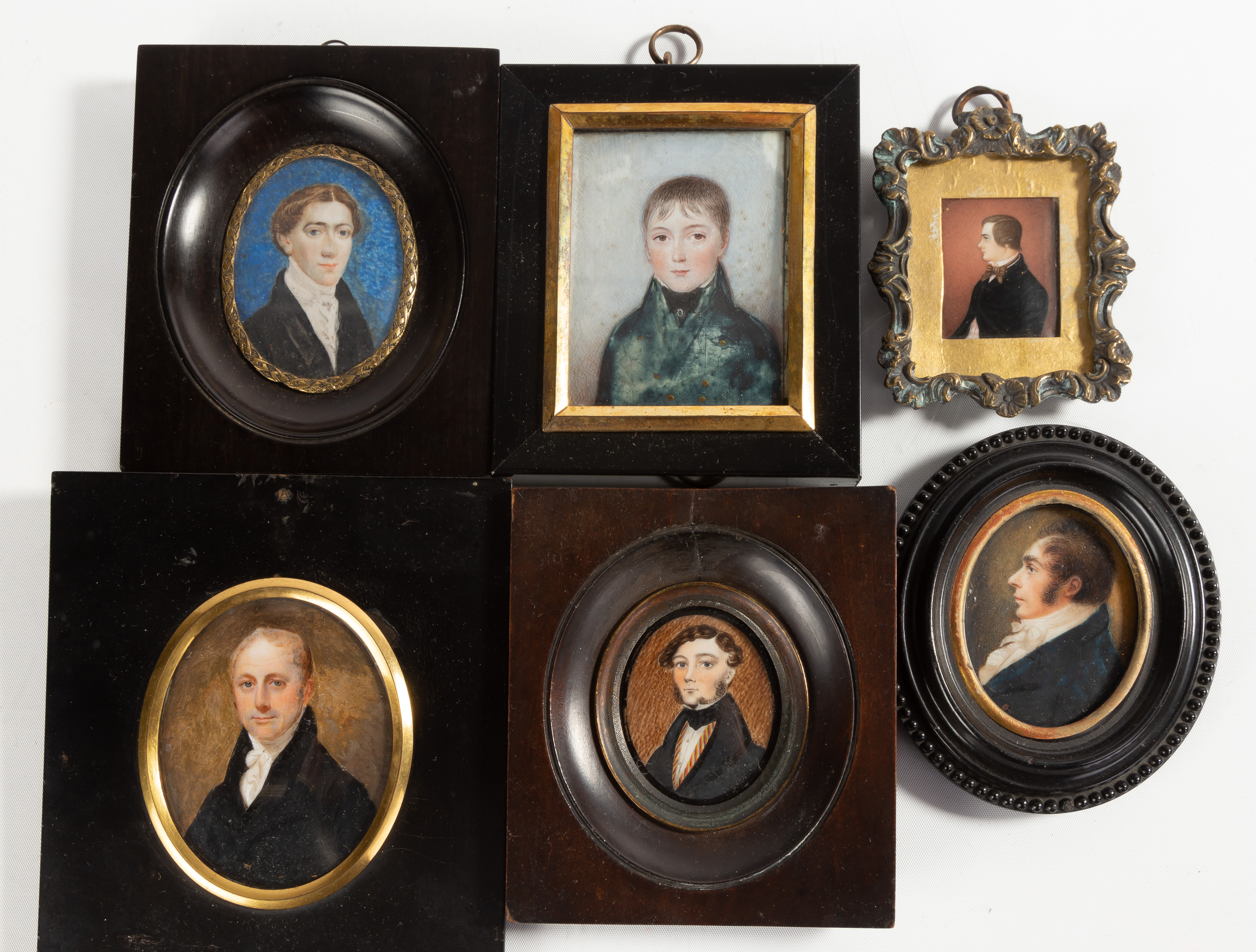SIX MINIATURE PAINTINGS 19th