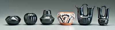 Six miniature Southwestern pots:
