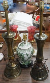 SIX MODERN BRASS TONED AND CER