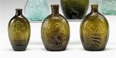 Six mold-blown colored glass f