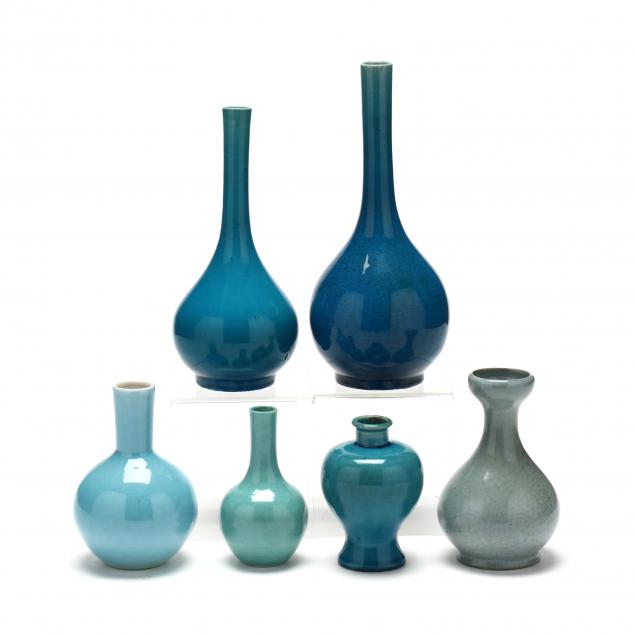 SIX MONOCHROME TURQUOISE AND