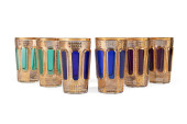 SIX MOSER GILT & COLORED CRYST