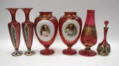 SIX MOSER STYLE CRANBERRY GLAS