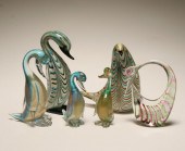 Six Murano art glass ducks and