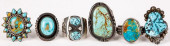 SIX NAVAJO INDIAN SILVER AND T
