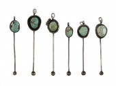SIX NAVAJO SILVER AND TURQUOIS