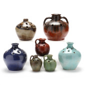 SIX NC POTTERY PANSY POTS<br>S