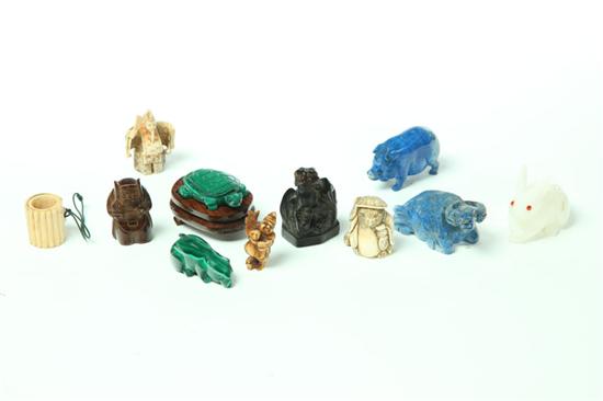 SIX NETSUKES AND FIVE CARVED
